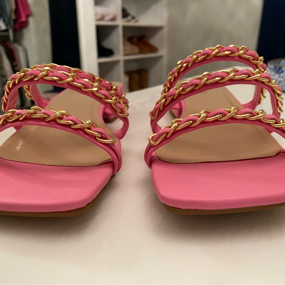 Soda Pink and Gold Chain Sandals - Picture 3 of 5
